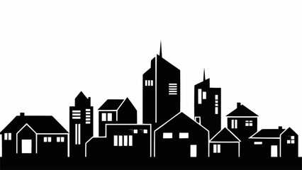 Silhouette of Diverse Buildings in a Cityscape.