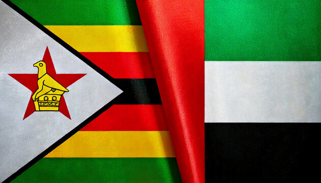 アラブ首長国連邦の国旗とジンバブエの国旗(United Arab Emirates flag & Zimbabwe flag.)
