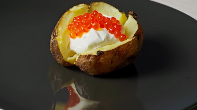Baked Potato with Salmon Roe
