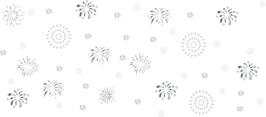 Firework Modern on white background. Festive fireworks with brightly shining sparks. New Year's Eve fireworks. Multicolored fireworks on isolated transparent background