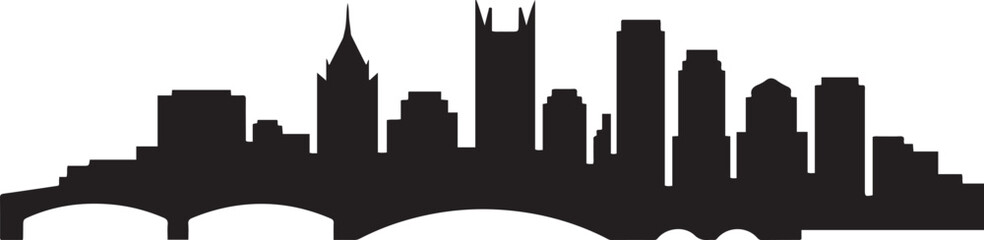 Fototapeta premium Vector silhouette illustration of Pittsburgh City urban skyline. design Vector black silhouette
