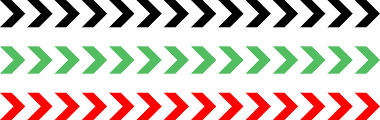 Colorful arrows in black, green and red on transparent background
