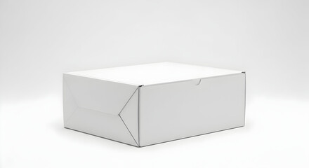Naklejka premium Minimalist White Rectangular Cardboard Box with Folded Edges on an Isolated White Background