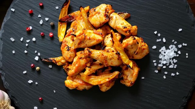 Grilled Fajita Chicken On Slate Board