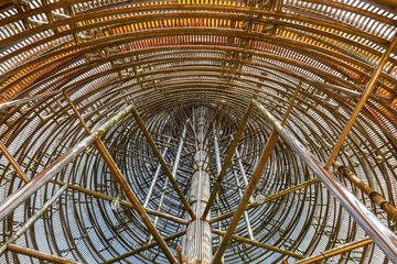 Interior view of the golden stupa at Phra Mahatha Chedi Traiphop Trai Mongkhol temple in Hat Yai, Songkhla, Thailand.