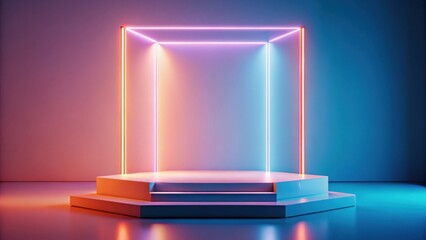 Elevated Platform with Vibrant Neon Accents for Product Display and Presentation