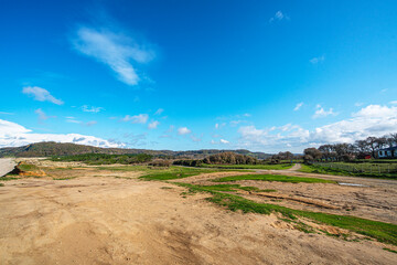 The scenic views of Sarıkum National Park, situated in a combination of sea, sand, lake and forest with species of water birds and birds of prey, and roe deer, lynx, bustard and swan in Sinop, Turkey.