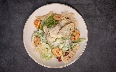 Classic Chicken Caesar Salad with Parmesan and Croutons