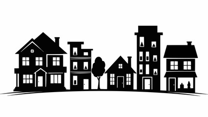 Silhouette of Diverse Buildings in a Cityscape.