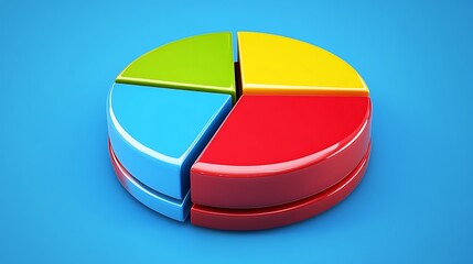 3d colorful pie chart on blue background high resolution image