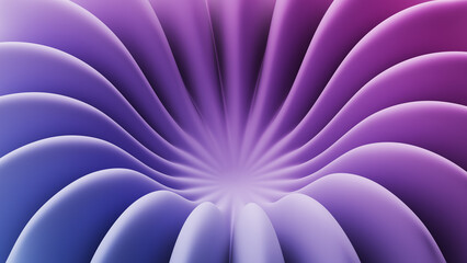 3D rendering of smooth curved surfaces creating depth and vibrant colors in a dynamic abstract pattern