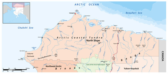 Map of the North Slope Borough, Alaska, United States