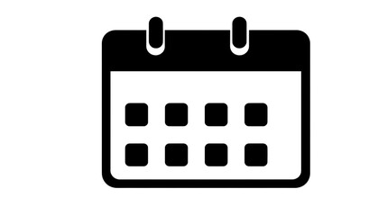 Calendar icon black silhouette simple design isolated on transparency background minimal style useful for schedule date event reminder or planning concepts