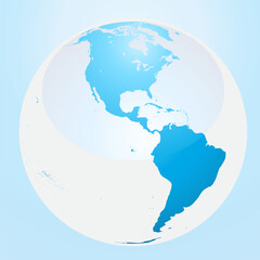 World globes maps  Europe, Asia, North and South America, Oceania, Africa globe maps. Earth globe icons isolated on blue background. Vector illustration.