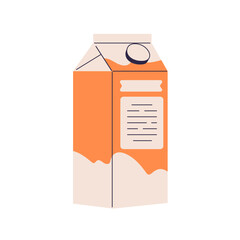 Cardboard package, milk box. Sealed container for dairy product, beverage. Abstract carton for liquid produce. Flat vector illustration isolated on white background.