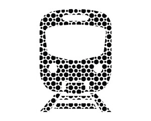 Front view of a train icon with a halftone pattern