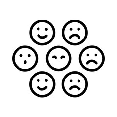 A cluster of diverse facial expressions representing various emotions and moods