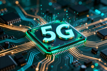 5G Chipset on Circuit Board with Digital Connections