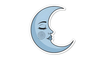 Obraz premium Decorative Crescent Moon With Face Illustration