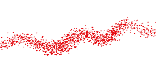 Red Heart Confetti Wave isolated on a transparent background
