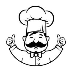 Cartoon Chef Smiling with Two Thumbs Up