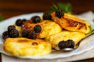 Rustic cheesecakes with aromatic pine cone honey glaze