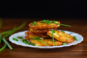 Traditional eastern European potato pancakes with herbs