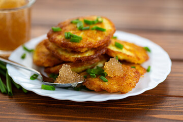 Golden fried potato pancakes for rustic comfort meal