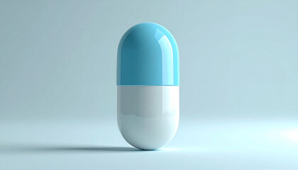 Soft 3D clay capsule is presented with smooth rounded shape in minimal healthcare aesthetic style
