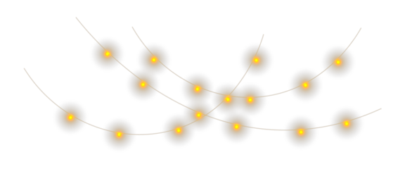 PNG Gold Garland Lights, Transparent Christmas Decoration Overlay, Minimal Winter Glow, Elegant Festive Background