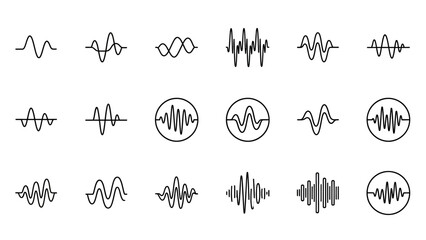 Abstract waveform patterns set isolated graphic elements for design projects