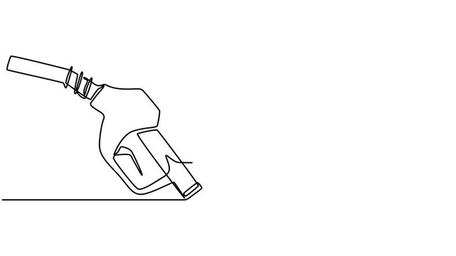 Gasoline pistol isolated on white background. One line continuous gasoline pistol art. Line art, outline, vector illustration animation, Gasoline pistol isolated on white background. One line