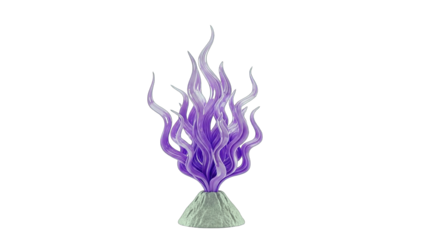 Purple Flame Sculpture on White Background