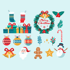 merry christmas element set design vector illustration