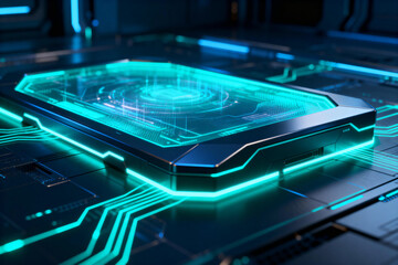 Futuristic Holographic Interface on Circuit Board