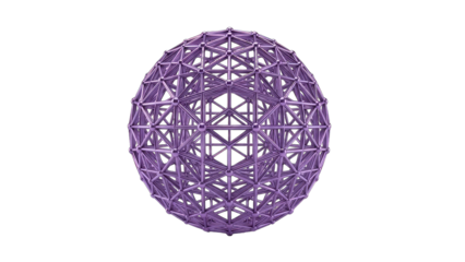Purple Geometric Sphere Structure on White Background