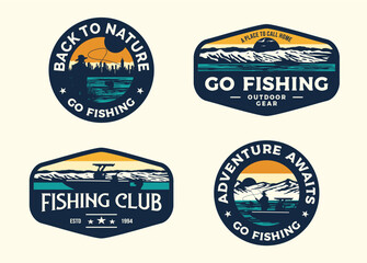 RETRO VINTAGE FISHING OUTDOOR ADVENTURE LOGO BADGE PATCH FOR HAT, T-SHIRT, STICKER