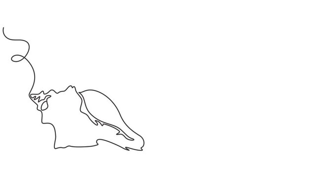 Continuous Line Animation of a Snail | One Line Drawing Minimal Motion, Self animated continuous single-line drawing of a conch snail shell. One line art conch snail shell icon. Full length one line