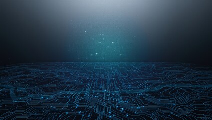 Futuristic Circuit Board Landscape with Digital Technology Background and Artificial Intelligence Concept