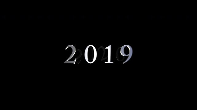 3D Metallic Year Numbers Loop Animation from 2015 to 2035 with Black Background and Green Screen