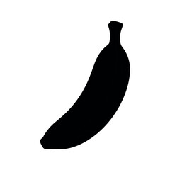 Black silhouette of a whole single banana, simple graphic vector illustration, ideal for a logo or food icon.