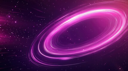 Bright glowing pink and purple light trails form a dynamic oval of swirling lines and sparkling particles on a dark background, evoking fast energy, data flow and futuristic connection