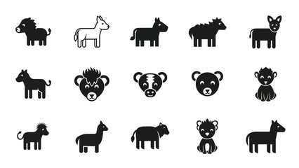 Obraz premium Various stylized animal illustrations in monochrome design elements vectors