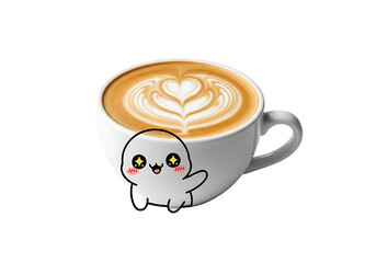 Cute ghost latte art in coffee cup