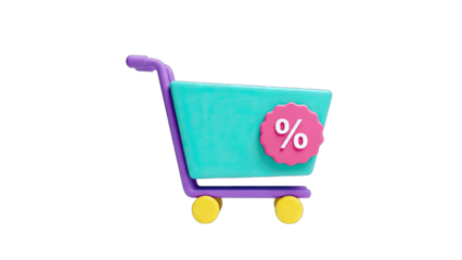 Shopping Cart with Percentage Symbol for Sales and Discounts