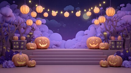 Spooky Cute Halloween Jackolanterns with Lights, and Lavender Night.