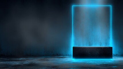Neon Portal Dark stage with platform, glow frame, and presentation backdrop.