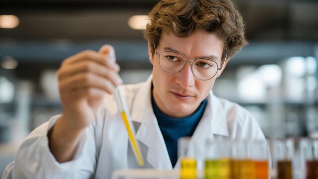 A forensic analyst adding a reagent to a trace sample under a fume hood, watching for subtle color changes that indicate chemical presence &mdash; crime lab investigation, analytical detection, and