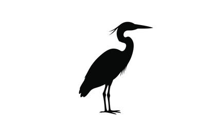 A striking black heron standing gracefully in a minimalist silhouette