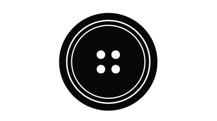 Simple black button with four holes a stark circular silhouette